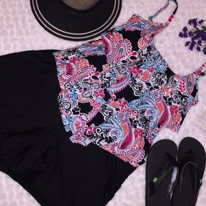 24 & Ocean Tier Paisley Tankini Short Swimsuit Set